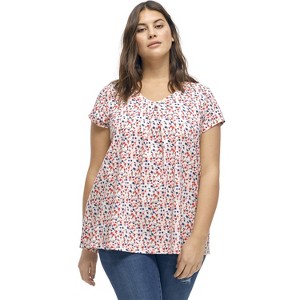 ellos Plus Size Twisted V-Neck Tee - 1 of 4