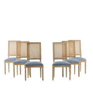 Christopher Knight Home  Brownell French Country Wood and Cane Upholstered Dining Chairs (Set of 6) - 1 of 4