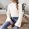 Womens Long Bell Sleeve Mock Neck Cropped Fall Winter Pullover Sweater - 3 of 4