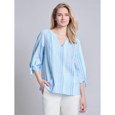 Jones New York Printed Tie-Sleeve Raglan Blouse