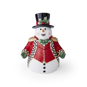 Spode Christmas Tree Black and White Snowman Cookie Jar - 1 of 4