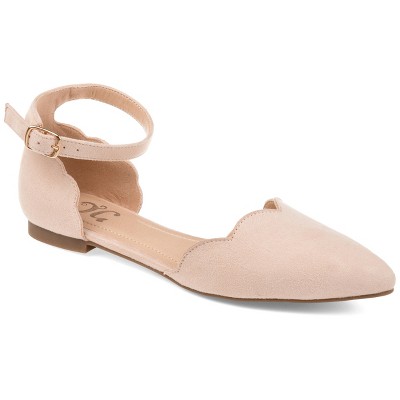 Journee Collection Womens Lana Buckle Pointed Toe Ballet Flats Nude 6.5 ...