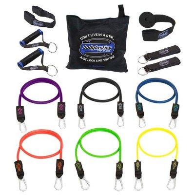 Bodylastics BLSET09 Max Tension XT High Quality 14 Piece Full Body Exercise Equipment Set with Anti Snap Weight Resistance Bands, Handles, and Anchors