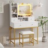 Vanity Desk and Stool with Mirror and Lights，Makeup Vanity with Charging Station - 2 of 4