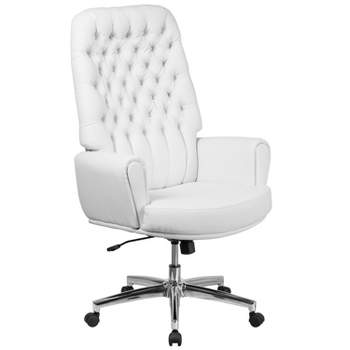 Flash Furniture High Back Traditional Tufted LeatherSoft Executive Swivel Office Chair with Silver Welt Arms