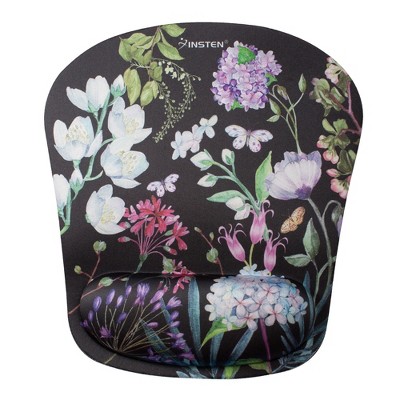 Insten Floral Mouse Pad with Wrist Support Rest, Ergonomic Support, Pain Relief Memory Foam, Non-Slip Rubber Base, Trapezoid S