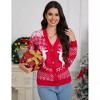 Clearlove Women's Reindeer Print Button Front Cardigan Ribbed Knit Long Sleeve Christmas Cozy Holiday Sweater - 2 of 4