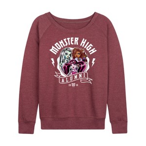 Women's - Monster High - Alumni Art Lightweight French Terry Wide Neck Long Sleeve Shirt - 1 of 4