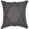 HomeRoots Set of Two Dark Gray Diamond Cotton Throw Pillow With Fringe - 4 of 4