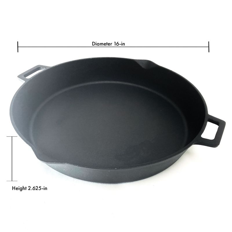 Bayou Classic 16 Inch Oven Safe Cast Iron Skillet Cooking Pot, 5 of 8