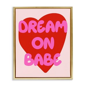 Stupell Industries Dream On Babe Red Heart Black Framed Floater Canvas Wall Art - 1 of 4