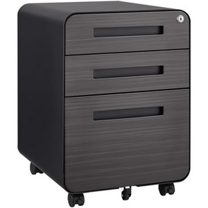 3-Drawer Steel File Cabinet with Lock, Mobile Under-Desk Filing Cabinet for A4/Letter/Legal, Fully Assembled - 1 of 4