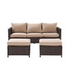 Sonkuki 3-Seater Patio Sofa Set Brown/Gray Rattan with Ottomans - 2 of 4