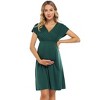 Clearlove 2025 Summer Maternity Nursing Dress Baby Shower Short Sleeves A-line Midi Pregnancy Dress - 4 of 4