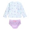 RuffleButts Baby Girls Long Sleeve Zipper Rash Guard Bikini - 2 of 4