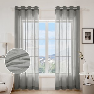 Deconovo 2 Panels Textured Sheer Curtains with 8 Grommets for Living Room or Bedroom - 1 of 4