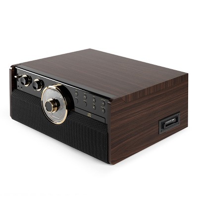 Victrola Empire 7-in-1 Bluetooth Record Player with 3-Speed Turntable, CD, Cassette Player and Radio (Espresso)