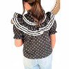 Women's Floral Ruffle Detail Button Up Top - TCEC - 2 of 2