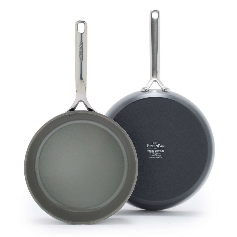 GreenPan GP5 Hard Anodized Healthy Ceramic Nonstick 2pc Frypan Set 9.5 and 11 PFAS-Free - Slate Gray