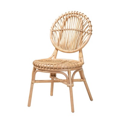 Iris Natural Brown Rattan and Cane Bohemian Side Chair