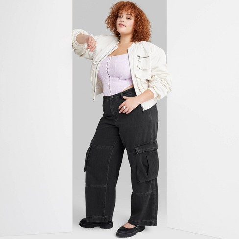 Women's High-rise Cargo Utility Pants - Wild Fable™ Off-white 1x : Target