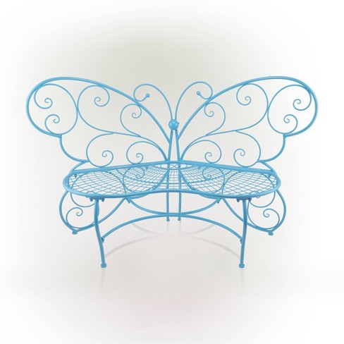 Wrought iron store butterfly bench