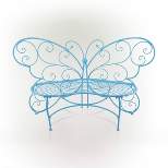 38" x 62" Metal Butterfly Outdoor Bench Blue - Alpine Corporation