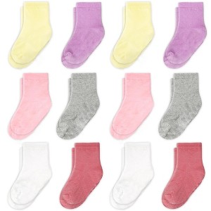 CozyWay Crew Cotton Baby Socks - 12 Pack Stretch Newborn Socks, Baby Socks 0-6 Months, Girls Multicolor, 0-6 Months - 1 of 4