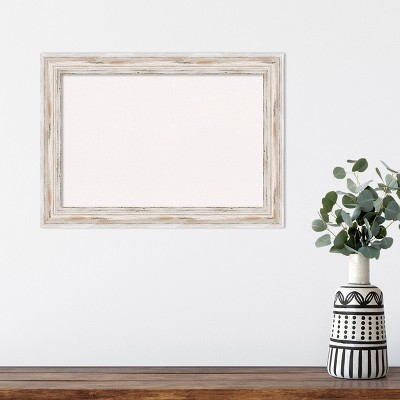 Amanti Art White Cork Board Wood Framed Alexandria White Wash Narrow Bulletin Board 21 in. x 15 in.