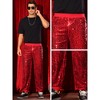 Lars Amadeus Men's Elastic Waist Sparkly Disco Costume Metallic Sequin Joggers - 4 of 4