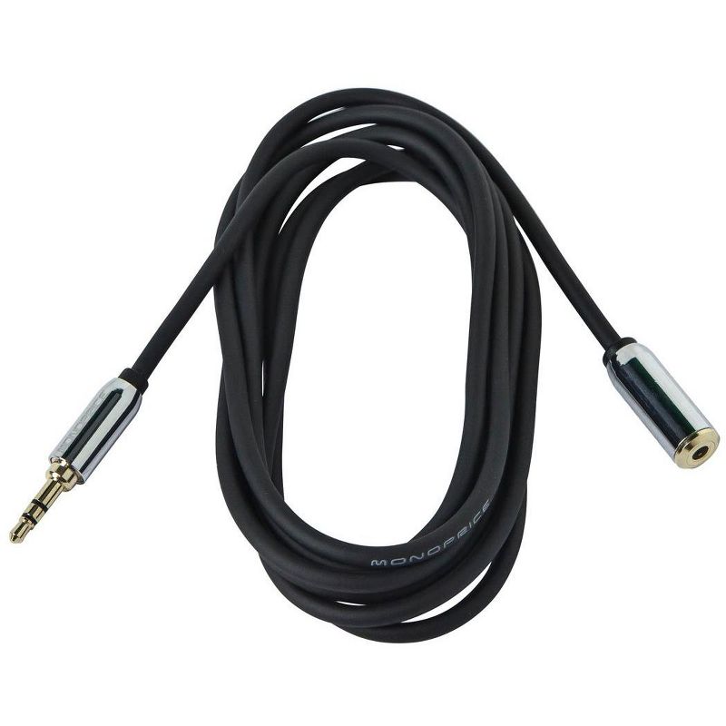 Monoprice Audio Cable - 12 Feet - Black | 3.5mm Male Plug to 3.5mm Female Jack for Mobile, Gold Plated, 2 of 5