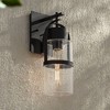 Possini Euro Design Caramela 16" High Modern Outdoor Wall Light Fixture Mount Porch House Exterior Outside Weatherproof Black Metal Clear Glass Shade - 2 of 4