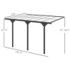 12' x 10' Outdoor Polycarbonate Pergola, Transparent UV Blocking Awning, Hardtop Deck Gazebo, Aluminum - 3 of 4