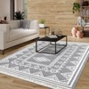 Indoor Tassel Area Rug for Bedroom Living Room - Washable Bordered Farmhouse Carpet, Non-Slip Soft Low Pile Stain-Resistant Mat - 4 of 4