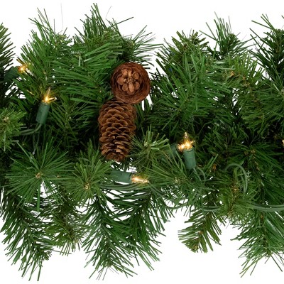 9' Pre-Lit Pine Cone Artificial Christmas Garland with Clear Lights