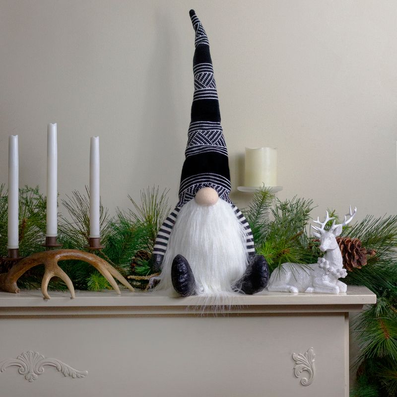 Northlight 28" Black and White Gnome Plush Tabletop Christmas Decoration, 2 of 5