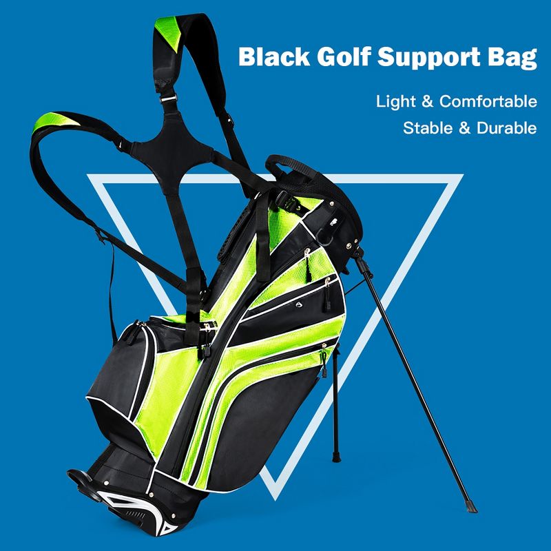 Costway Golf Stand Cart Bag Club w/6 Way Divider Carry Organizer Pockets Storage Green, 5 of 11