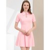Allegra K Women's Turndown Collared Keyhole Short Sleeve Work Fit and Flare Mini Dress - 2 of 4
