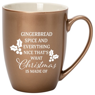 Elanze Designs Gingerbread Spice And Everything Nice That's What Christmas Is Made Of Bronze 10 ounce New Bone China Coffee Cup Mug