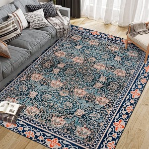 Metro Collection Area Rug - Non Slip, Stain Resistant, Washable Floral Design, Ideal for High Traffic Areas In Living Room, Bedroom - 1 of 4