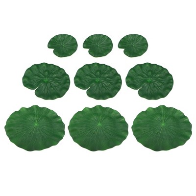 Unique Bargains Artificial Lotus Leaves for Garden Ponds Pool Decoration Green 3.9” 9pcs