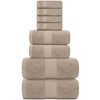 White Classic Luxury 100% Cotton 8 Piece Towel Set - 4x Washcloths, 2x Hand, and 2x Bath Towels - 2 of 4
