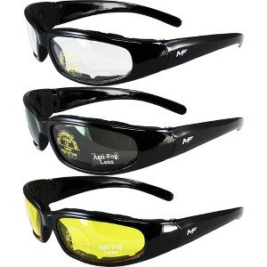 3 Pairs of MotoFrames Chill Safety Motorcycle Glasses with Clear, Smoke, Yellow Lenses - 1 of 4