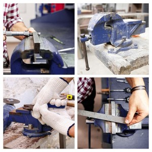 6" Heavy Duty Bench Vise - 360° Swivel Base With Locking Mechanism for Woodworking, Metalworking & DIY Projects - Blue - 1 of 4