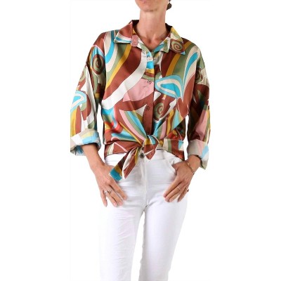 Women's Disco Tecca Satin Button Down Shirt - GIGI MODA