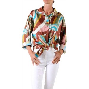 Women's Disco Tecca Satin Button Down Shirt - GIGI MODA - 1 of 2