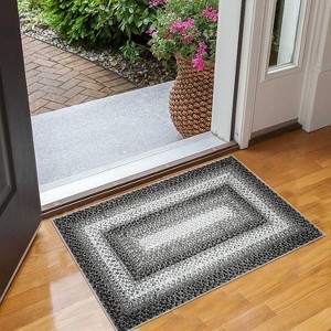 Machine Washable Runner Rug - Print Braided Non-Slip Indoor/Outdoor Carpet, Low Pile Non-Shedding Area Rug for Kitchen, Entrance Hallway - 1 of 4