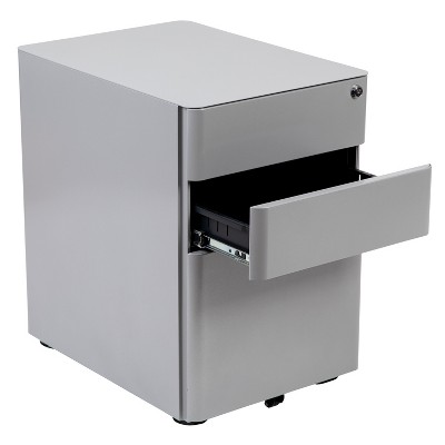 Modern Gray 3-Drawer Mobile Locking Filing Cabinet