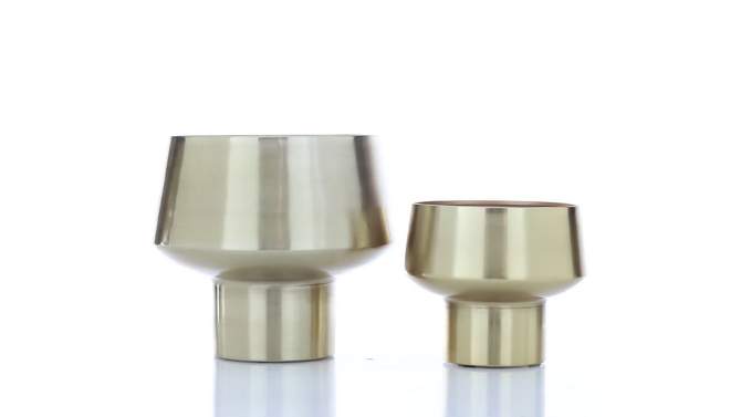 Set of 2 Decorative Metal Cup Shaped Planters Gold - Glamorous Indoor/Outdoor Iron Pots, Olivia & May, 2 of 3, play video