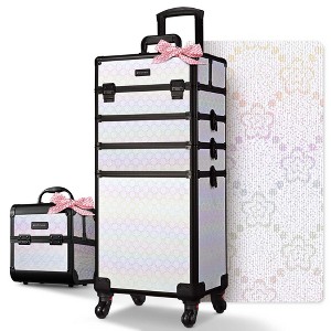 Byootique Rolling Makeup Train Case w/ Cube Case Cosmetic Organizer ForgetMeNot - 1 of 4